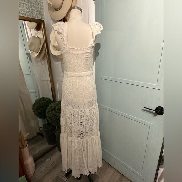 Veronica Beard Aislin Eyelet Cotton Tiered Maxi Dress Size 4 In White - Picture 8 of 10